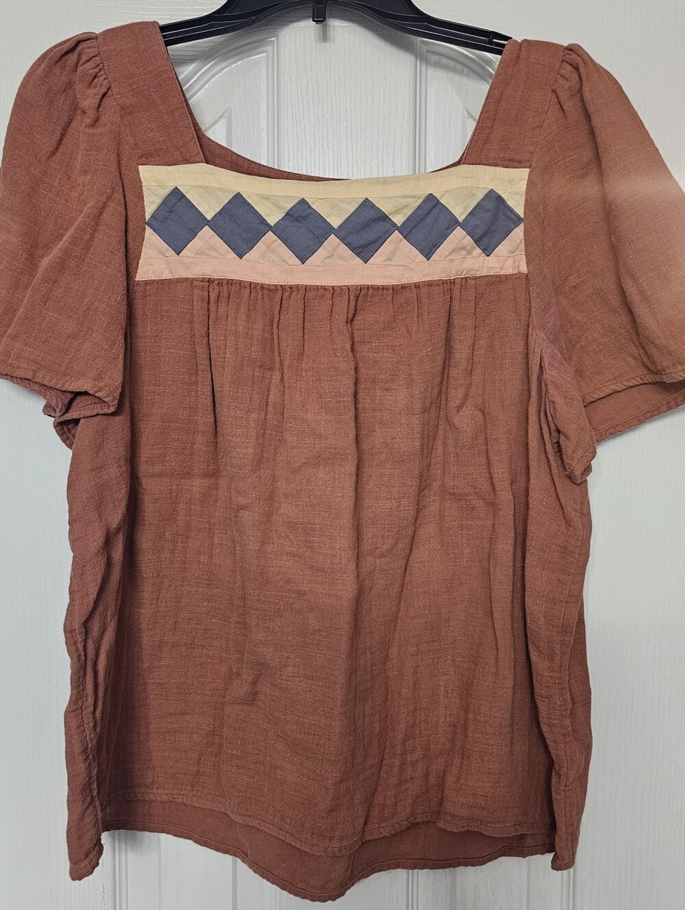 Madewell Patchwork Square-Neck Top is a boho-inspired, relaxed-fit blouse Size L - Picture 5 of 10
